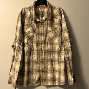 Wrangler Men’s 3X - blue/brown button up